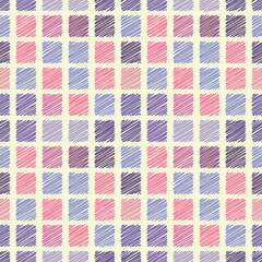 Pastel Scribble Seamless Pattern in Soft Pink Purple Blue. Seamless plaid pattern