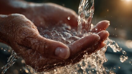 Fototapeta premium Close-Up of Hands in Water During Preparation of Ritual Photography Session
