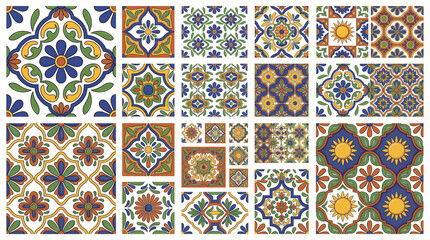 Vibrant tile patterns artistic design digital artwork colorful environment top-down view decorative concepts