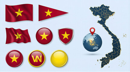 Vietnam national symbols flag display vietnam graphic design digital aerial view cultural significance