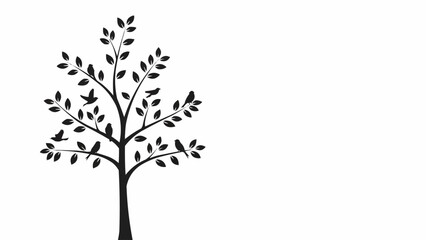 Obraz premium Silhouette of a tree with many birds perched on its branches.