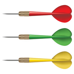 Realistic Dart Arrows in different colors on white background