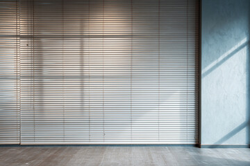 large empty wall, Bright interior featuring wooden flooring and white blinds against a textured wall