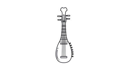 Fototapeta premium Pipa Illustration: Traditional Chinese Lute with Four Strings and Pear-Shaped Body.