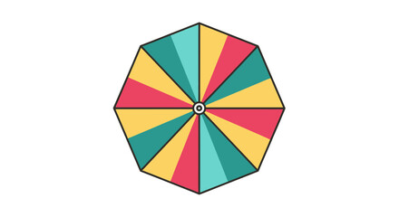 Obraz premium Colorful Octagonal Umbrella Top View with Vibrant Geometric Pattern.