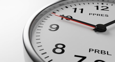 明るいクリアな光に照らされ滑らかな金属製のフレームに収まる白い時計の文字盤が焦点の合ったクローズアップで鮮明に映し出される赤い秒針が時間を動的に表現する現代的で洗練された視覚美. AI Generated