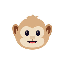 Naklejka premium monkey face ape animal cute smiling smile emoji symbol sign icon vector illustration isolated flat