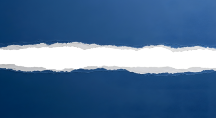 A dark blue background with a torn paper effect revealing on transparent background 