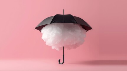 a cloud under an umbrella on a light background