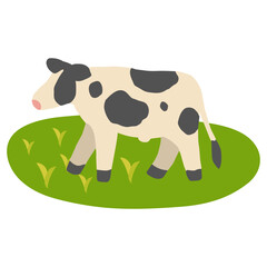 T_草の上を歩く牛