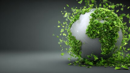 A white globe covered in green leaves