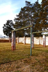 Empty garden trellises in winter