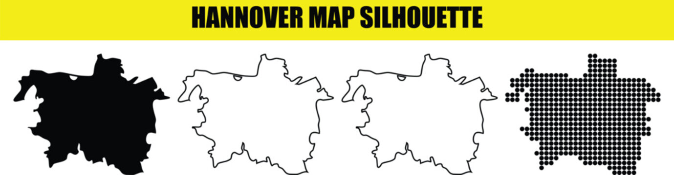 Hannover map silhouette map germany illustration abstract dotted outline blank solid shapes graphic element vector art template