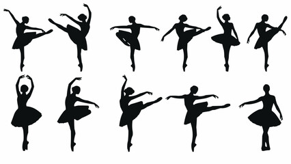 Collection of Ballet Dancers Silhouettes in Various Poses. © Rana