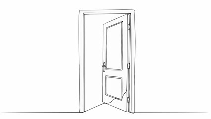 Open Doorway Line Drawing Minimalist Concept.