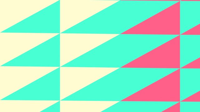 Vibrant geometric pattern with pink, green and beige triangles
