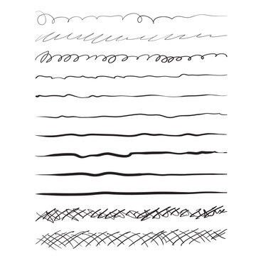 Calligraphic ink and brush stroke vector brush set - Ink hand drawn decorative vector brushes for Adobe Illustrator
