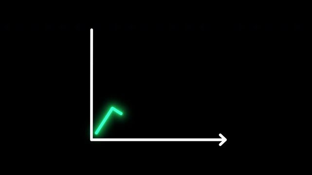 Animated neon finance graph with two lines moving up and down, stock trends, market analysis, financial growth, and business data visualization, Transparent video with alpha channel