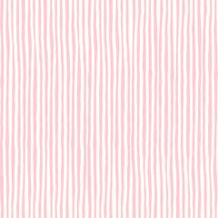 Cute baby pink stripes pattern, girly seamless print. Vector stripes, hand draw doodle lines