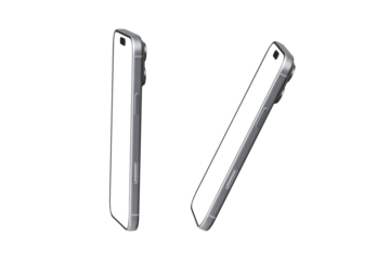 Smartphone mockup with transparent screen isolated on transparent background. Mobile phone with empty display for copy space.