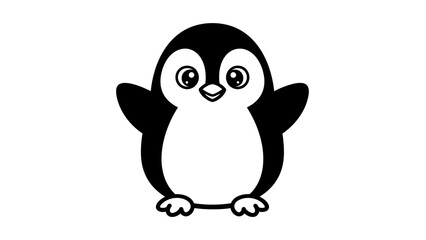 Cute Cartoon Penguin Character Illustration Design.