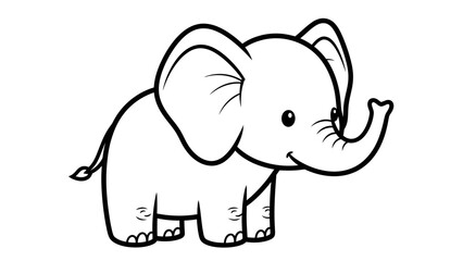 Fototapeta premium Simple Black and White Cartoon Elephant.