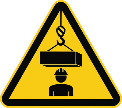 Warning Sign of Falling Object Hazard Over Worker.