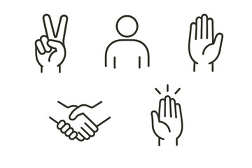 Obraz premium Hand gestures and human figure line icons set