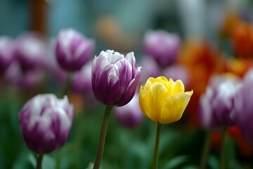 Colorful Tulips Blooming