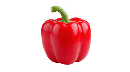 Red bell pepper fresh vegetable isolated on transparency background glossy surface healthy food vibrant color organic produce natural raw closeup studio shot