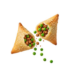 Delicious samosas with meat and peas filling