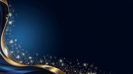 A blue background with gold swirls and sparkles