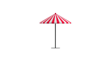 Red white striped umbrella outdoor sunshade summer accessory isolated on transparency background cheerful and vibrant perfect for beach garden or patio classic design vertical pole