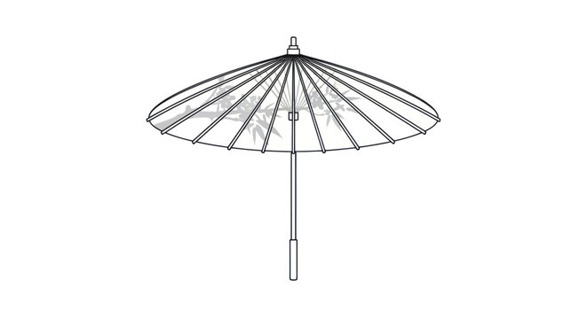 Traditional Asian Parasol Umbrella Line Art Drawing.