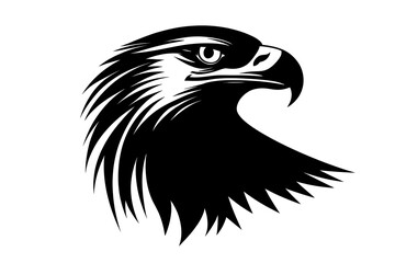 Majestic Eagle Portrait: A striking monochrome illustration of an eagle's head, showcasing its piercing gaze and powerful beak, symbolizing strength and freedom.