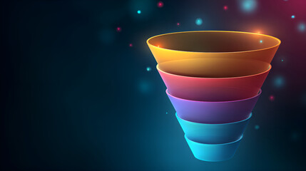 Marketing sales conversion funnel showing data flow stages