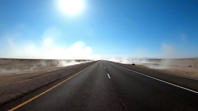 Arid Landscape Distortion Capture the visible distortion of distant terrain and objects due to rising heat waves over dry, parched land. summer heat shimmer