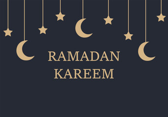  Ramadan Kareem Banner with Crescent Moon and Mosque Silhouette