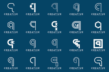 collection letter q logo, q vector abstract design emblem for business