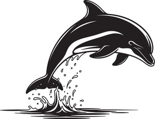 Jumping dolphin splashing water in dynamic motion illustration © GraphicGrove