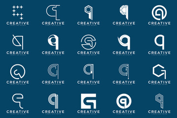 collection letter q logo, q vector abstract design emblem for business