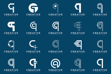 collection letter q logo, q vector abstract design emblem for business
