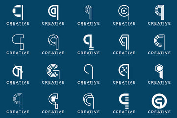 collection letter q logo, q vector abstract design emblem for business