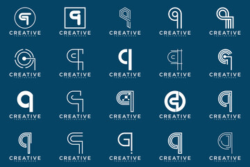 collection letter q logo, q vector abstract design emblem for business
