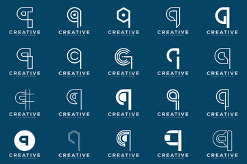 collection letter q logo, q vector abstract design emblem for business