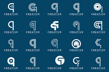 collection letter q logo, q vector abstract design emblem for business