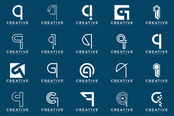 collection letter q logo, q vector abstract design emblem for business