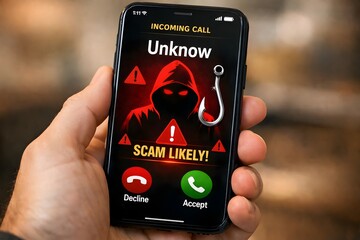 Phone Scam Alert and Fraud Warning on Smartphone Interface