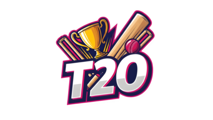 T20 Cricket Championship Trophy with Bat and Ball, Tournament Victory Symbol