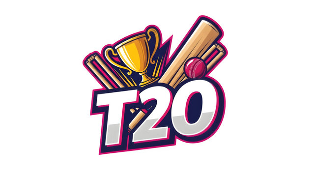 T20 Cricket Championship Trophy with Bat and Ball, Tournament Victory Symbol
